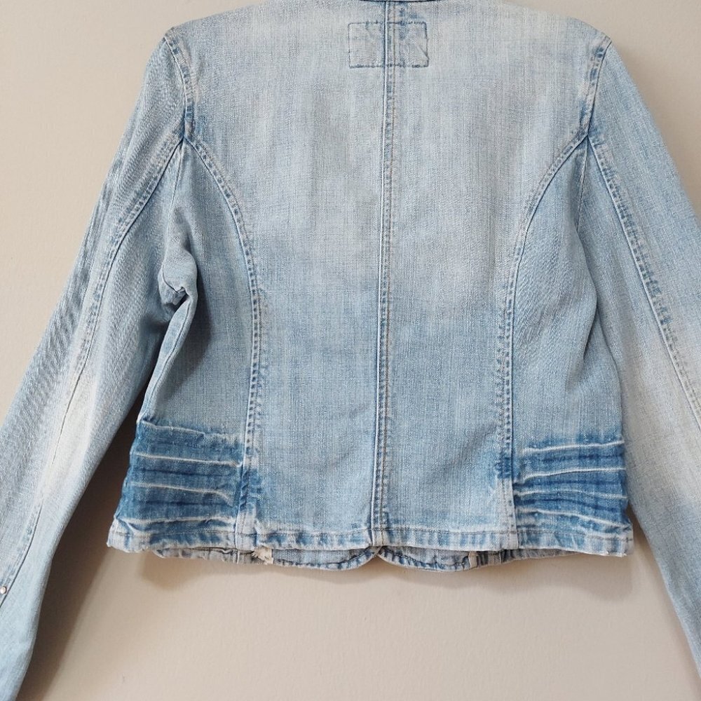 Star Jeans Denim Jacket Size Large Studded Women's Blue Wash Buttons Pockets - Picture 4 of 10